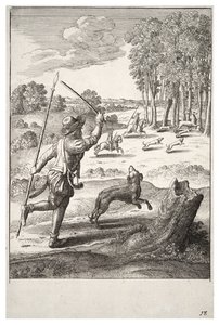 古い猟犬と彼の主人 作： Wenceslaus Hollar
